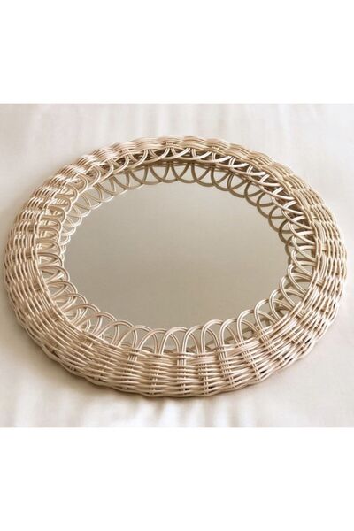 Veneris Home Rattan Ayna Hasır Dekoratif Ayna 20 Cm