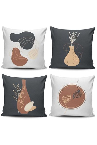 Alkan Homes Bohemian Patterned 4-piece Combination Double Sided Printed Throw Pillow Cover