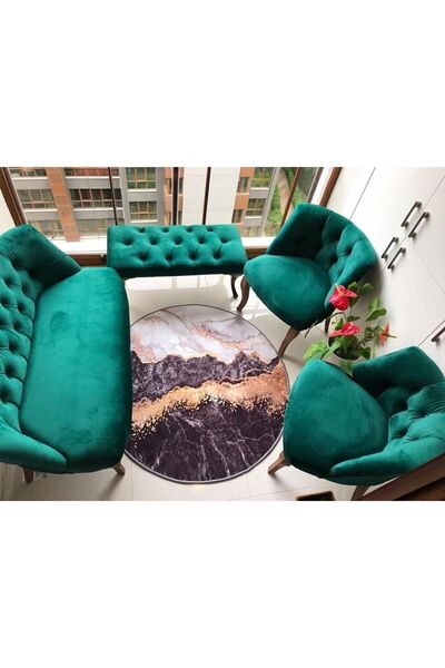 ElizzanMobilya Nev Elizzan Garden Zümrüt Yeşili Koltuk Takımı 001
