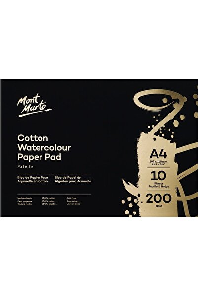 Mont Marte MM Pamuk Suluboya Kağıdı Artiste 200gr A4 10 Sayfa