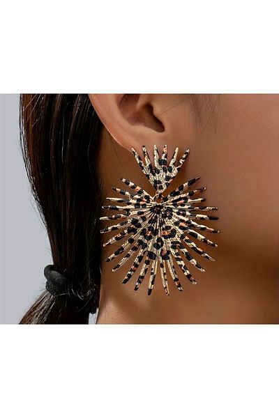 Poison Accessories Gold Color Leopard Patterned Dangle Retro Earrings