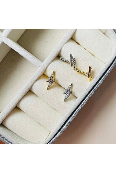 Mien Store Kadın Silver Rengi Cerrahi Çelik Büyük Şimşek Tragus Kıkırdak Pier...