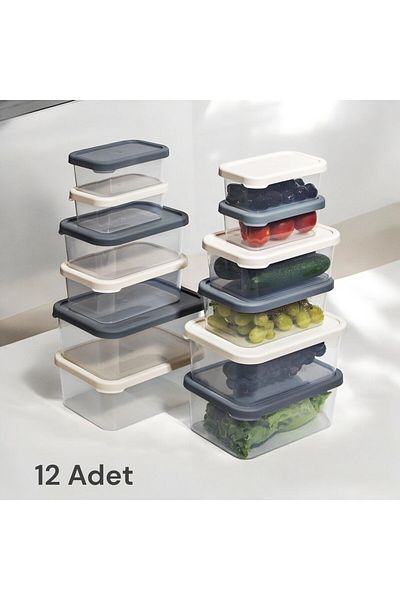 Nesto Home 12-Piece Colorful Breakfast Set - Microwave and Icebox Compatible Storage Container 4X375 4X900 4X1700 ml