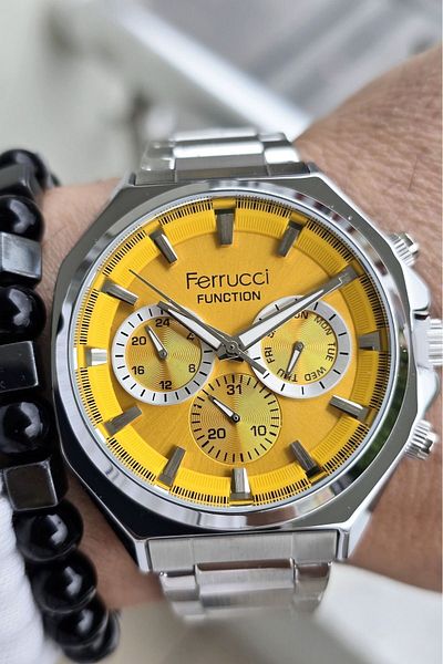 Ferrucci 2 Years Warranty All Functions Active Steel Men's Watch 3 Atm Bracelet Gift