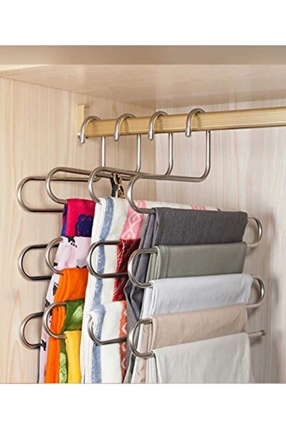 Dalian Home Dekoratif Metal Dolap Içi Krom Askı Pantolon Askısı 5 Katlı Çoklu...