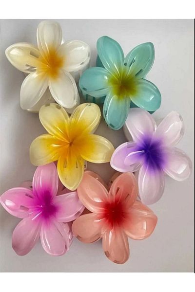 Noir Colorful Lotus Flower Latch Buckle 6 Pieces Large Size (8 Cm)