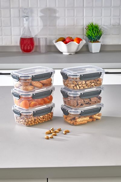 ASlife Home 700 Ml Capacity - 6 Pieces Silicone, Leak Proof and Lockable Storage Set