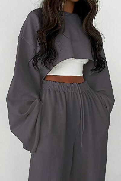 npLStore Set de trening crop pentru femei, cu trei piese