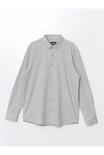 LC Waikiki Lcwaikiki Classic Ecru Lumberjack Plaid Men's Shirt - Long Sleeve, Regular Fit