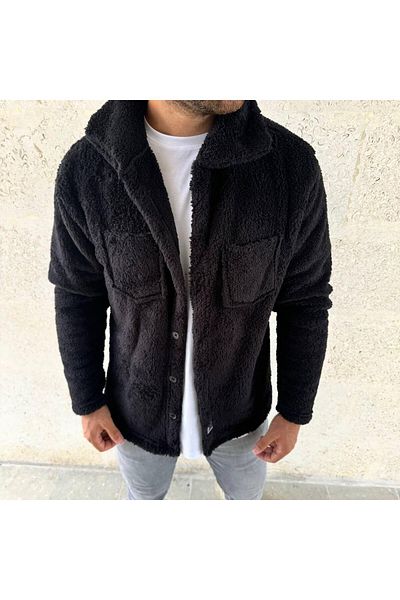 LUPERCUS Μαύρο βελούδινο Unisex πουκάμισο - Κανονική εφαρμογή