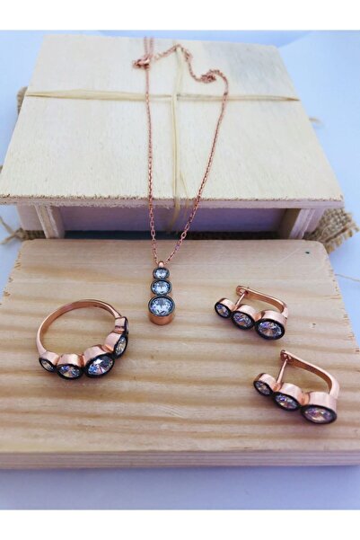 Midyat Artuklu Gümüşçülük Elmas Montürlü Gümüş Üçlü Set