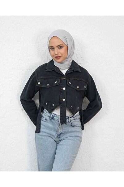 sorisso Bird Eye Detailed Crop Denim Jacket