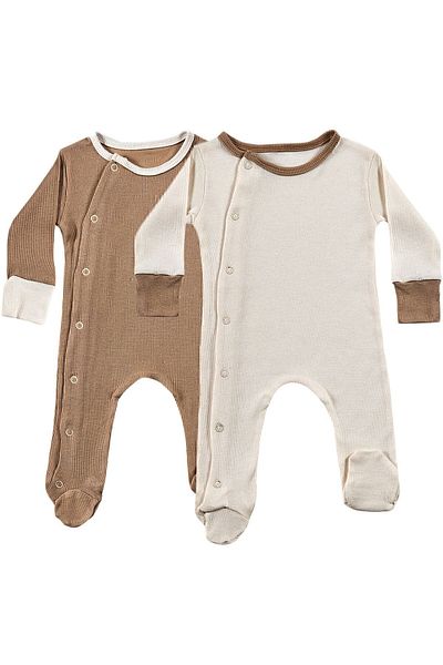 tinylamb Milky Chocolate Baby Rompers Set 2 Pieces Unisex Organic Cotton Newborn Gift Set