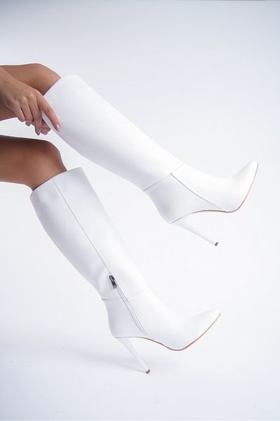 Shoesers Λεπτές ψηλοτάκουνες γυναικείες μπότες με μυτερό μισό φερμουάρ - Ειδικό σχέδιο