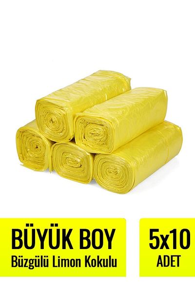 naft Large Size Lemon Scented Garbage Bag - 5 Rolls of 10 65x70 Garbage Bags