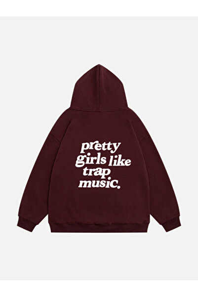 Mad&Calf سويت شيرت نسائي من Pretty Girls Like Trap Music - مطبوع كبير الحجم ب...