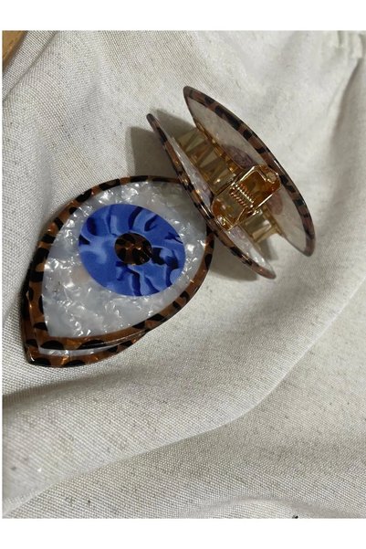 FAHA Bone Peg Hair Clip - Blue Evil Eye Beaded