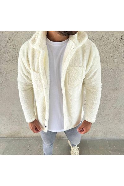 LUPERCUS Λευκό βελούδινο Unisex πουκάμισο - Κανονική εφαρμογή