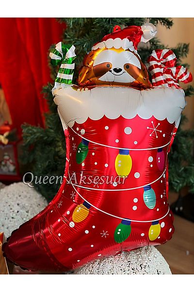 QUEEN AKSESUAR Imported luxury christmas giant large size cute dog christmas socks candy foil helium balloon decoration ornament