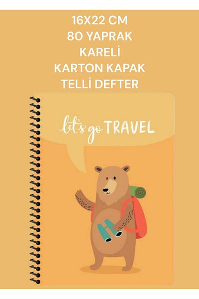 SEYFİKİRTASİYE 80 Sheets Checkered 16x22 Cm Cardboard Cover - Ring Binder Notebook, Travelers Sharp Color