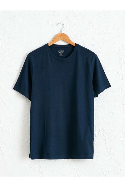 LC Waikiki Men's Navy Blue T-Shirt Crew Neck Basic Short Sleeve Cotton Basic from Your Fashion Style