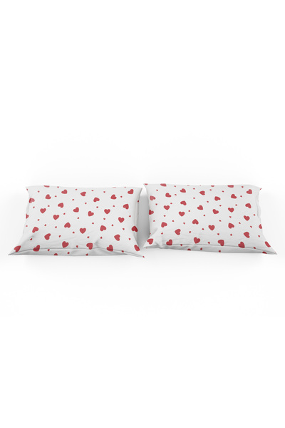 femmhome Casual Cotton Pillow Case 2 Pieces 50X70 cm Red Hearts