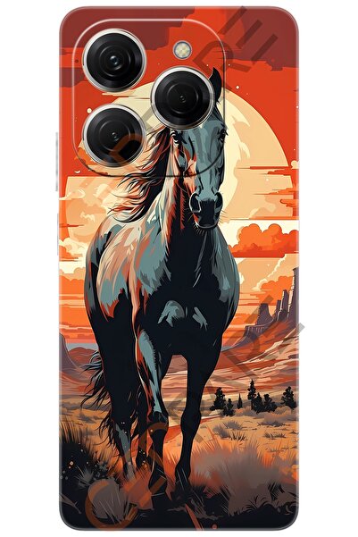 TECNO Spark 20 PRO (KJ6) Uyumlu Kılıf Desen Baskılı Silikon Western Atı STK:6...