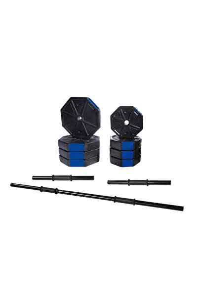 TAN SPOR 60 Kg (150 CM)düz Barlı Dambıl - Ağırlık - Halter - Fitness Seti Mav...