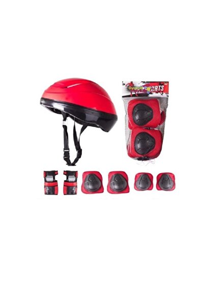 JOYFUL CHİLD Çocuk Için Kask Dizlik Dirseklik Koruyucu Set Kırmızı