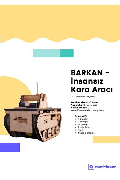 SEYFİKİRTASİYE TÜRK MALI İnsansız Tank Robot DC Motorlu Ahşap Oyuncak STEM-A ...