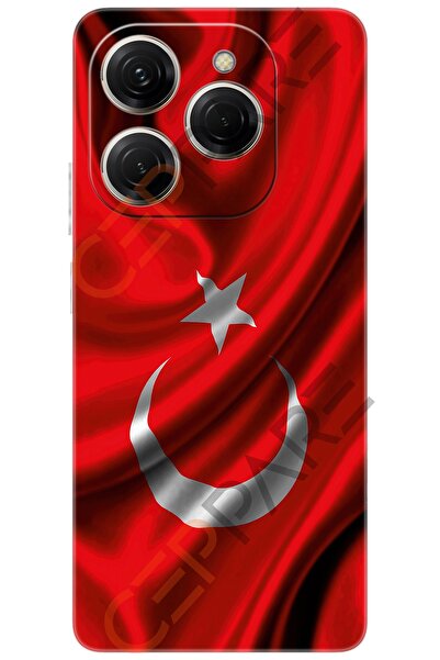 TECNO Spark 20 PRO (KJ6) Uyumlu Kılıf Desen Baskılı Silikon Dalgalı Türk Bayrağı STK:369 CP-jE3wppe