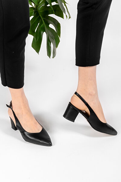 Armada حذاء نسائي أسود كلاسيكي بكعب - تصميم مفتوح من الخلف