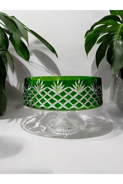 Paşabahçe Mercury Footed Cut Decorative Salad/ Presentation Bowl