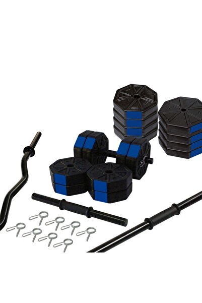 Genel Markalar 70 Kg Düz Bar ( 150 Cm ) Z Bar ( 120 Cm ) Dambıl - Ağırlık - Halter - Full Set Mavi Kapaklı