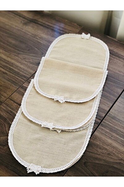 İpekce kanavice Kapicino Renk 3 Parça Işlemelik Oda Takımı(KOYU BEJ)