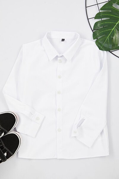 TRENDYOLKIDS Fehér fiú hosszú ing TKDAW25GO00008