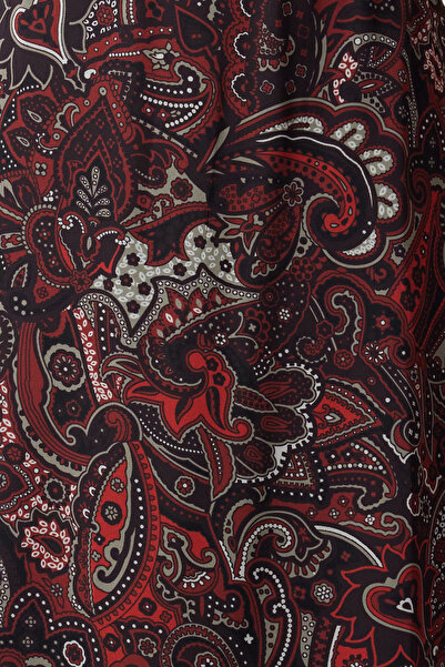 Trendyol Collection Rotes, mit Paisley verziertes, A-Linien-Kleid mit Angelärmeln und gefüttertem Chiffon-Midi-Kleid TWOSS23EL01372