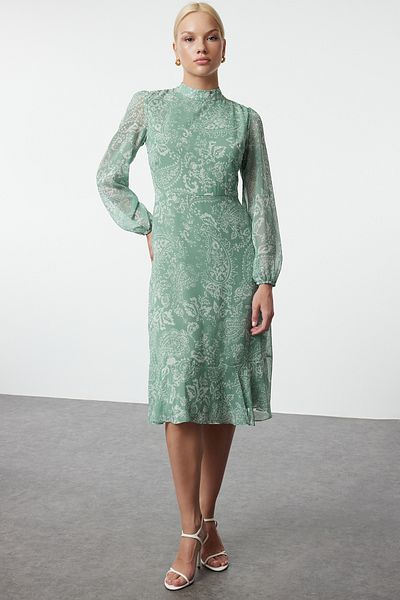 Trendyol Collection Téli világoszöld egyenes szőtt ruha - TWOAW20EL1313