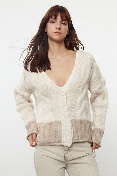Trendyol Collection Soft Textured Knitwear Cardigan with Knitted Detail - TWOAW25HI00205