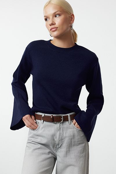 Trendyol Collection Sötétkék Több fenntartható alap kötöttáru pulóver TWOAW25KZ00313