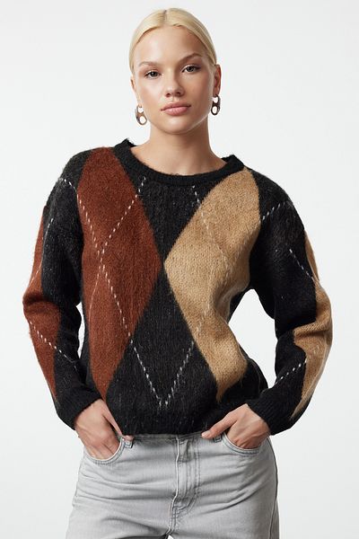 Trendyol Collection Pulover de tricotaj cu textura moale, bloc de culoare neagră TWOAW25KZ00263