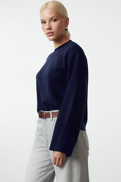Trendyol Collection Sötétkék Több fenntartható alap kötöttáru pulóver TWOAW25KZ00313