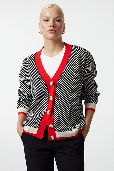 Trendyol Collection Cardigan roșu de tricotaj cu croială largă TWOAW22HI0511