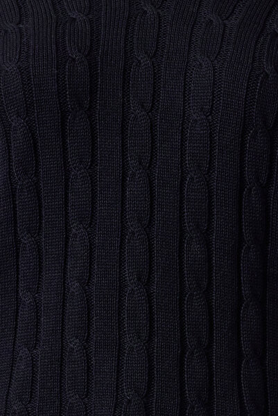 Trendyol Collection Sötétkék Basic pamut V-nyakú kötöttáru pulóver TWOAW25KZ00249