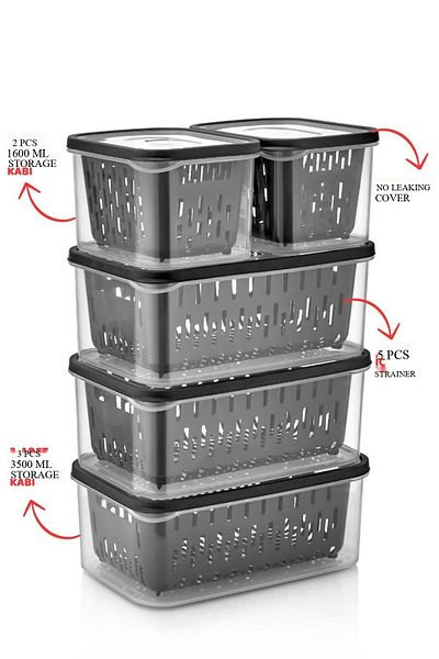 HOMENIVA 15 Piece Transparent Fresh Refrigerator Storage Set with Strainer