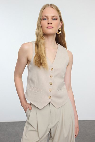 Trendyol Collection Mink Color Short Woven Vest - Regular Fit Twoaw25Ye00058