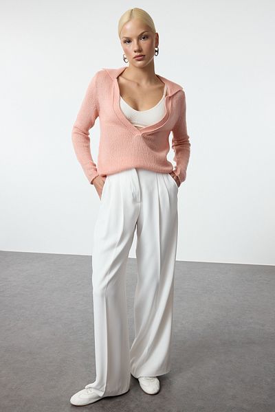 Trendyol Collection Pulover din tricotaje Dusty Rose - Textura moale, tricot liber TWOAW25KZ00115