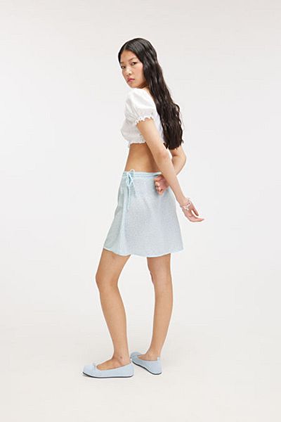 Monki Mon 123803500324 Model Blue Mini Skirt
