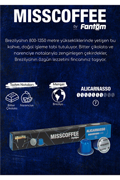 Fantom Mısscoffee Alıcarnasso Kapsül Kahve Kutusu Nespresso Sistem Uyumlu
