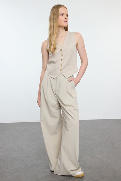 Trendyol Collection Mink Color Short Woven Vest - Regular Fit Twoaw25Ye00058